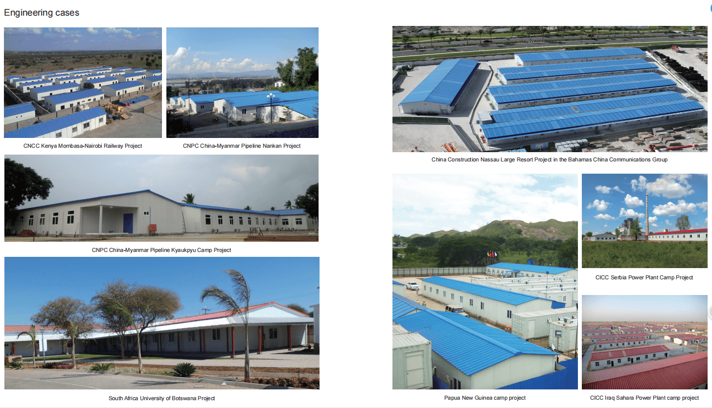 Overseas camp projects by Chengdong Prefabricated Housing Company